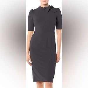 Donna Morgan Tie neck sheath in dark navy